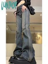 Lunivop Women Korean Fashion High Street Y2K Streetwear Slim Low Rise Flare Denim Pants Striped